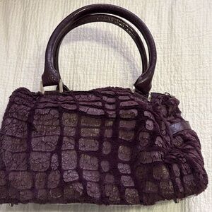 Dennis Basso Purple Faux Fur Tote Bag w/Handles & Detachable Shoulder Strap